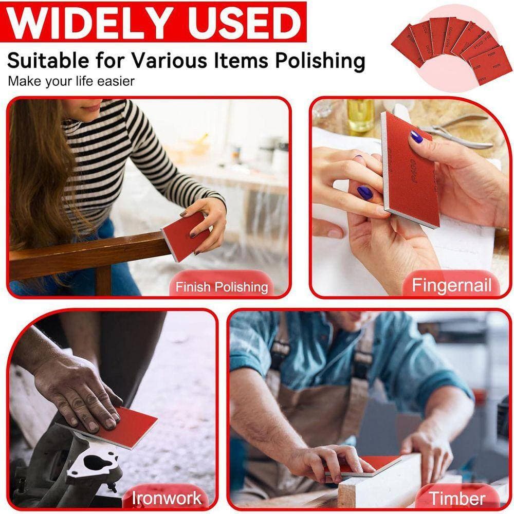 KIWDZFU Sand Paper Assortment Kit 180-2000 Grit Washable Reusable Wet Dry Sponge Sanding Block for Wood Metal Furniture 21-Pack (3)