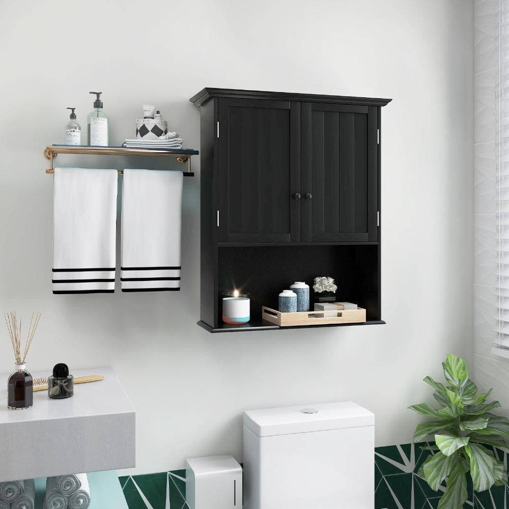 Volenca 2-Door Wall Mounted Bathroom Storage Cabinet with Open Shelf (3)