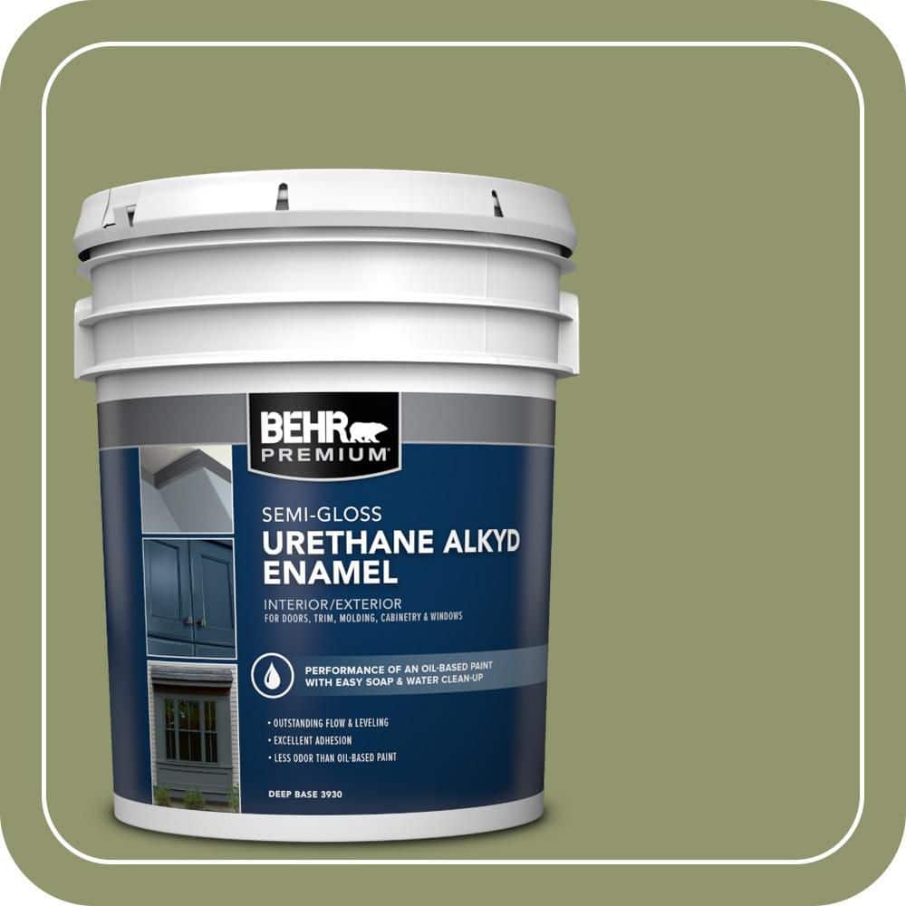 BEHR PREMIUM 5 gal. #410F-5 Boston Fern Urethane Alkyd Semi-Gloss Enamel Interior/Exterior Paint