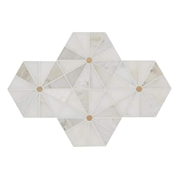 MSI Elegante White Pinwheel 11 in. x 12 in. Stone/Metal Mesh-Mounted Mosaic Floor and Wall Tile (1 sq. ft./each) (2)