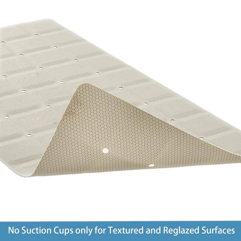 Wudkey 17.7 in. x 35.8 in. Foldable Silicone Bathtub Mat in Beige, Jumbo Size Heavy Duty Safety Bath Mat without Suction Cups (3)