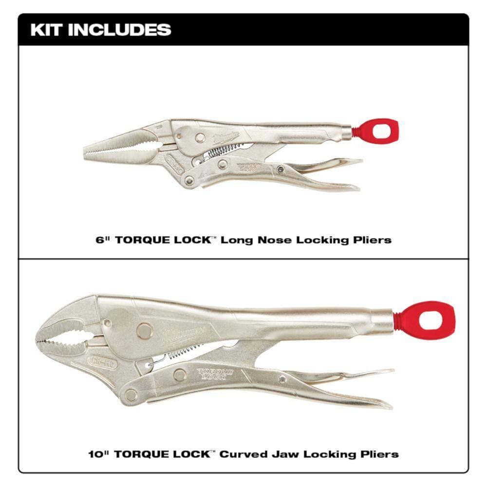 Milwaukee Torque Lock Locking Pliers Set with Long Nose, Straight Jaw, and Cutting Pliers Kit (7-Piece) (2)