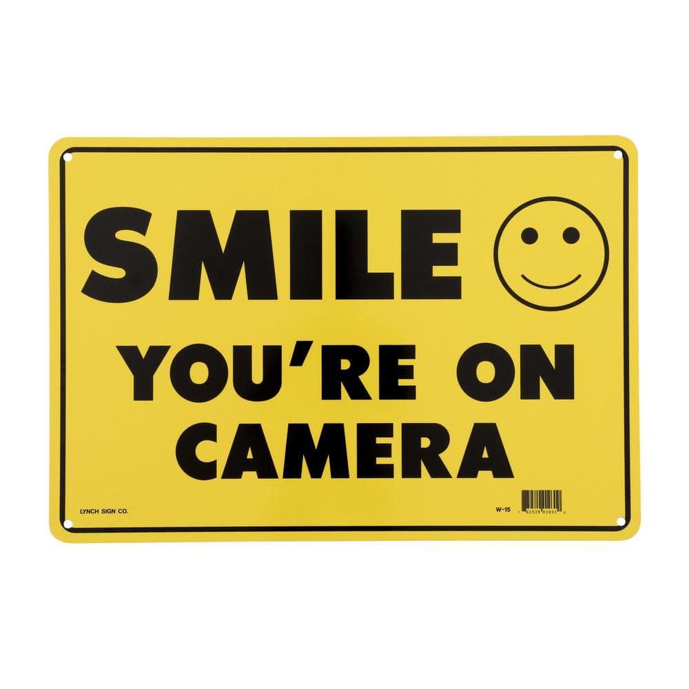Lynch Sign 14 in. x 10 in. Smile You're on Camera Sign Printed on More Durable, Thicker, Longer Lasting Styrene Plastic (3)