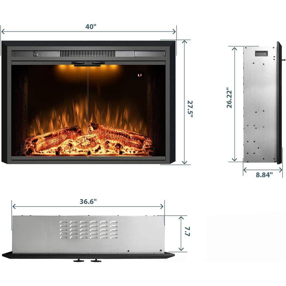 Prismaster ...keeps your home stylish 40 in. Electric Fireplace Insert with Glass Door, Multicolor Flames, Log Speaker (2)