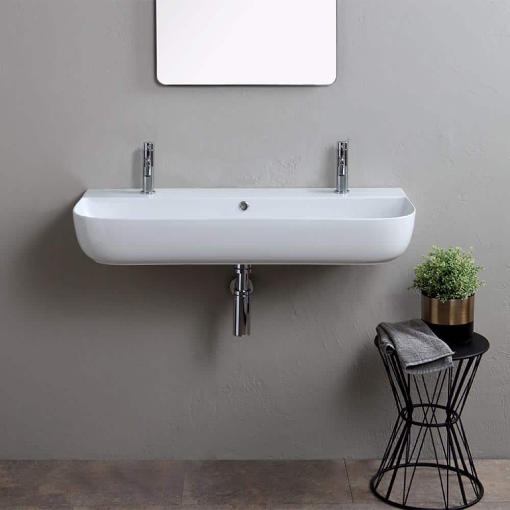 Nameeks Glam Wall Mounted Bathroom Sink in White (3)