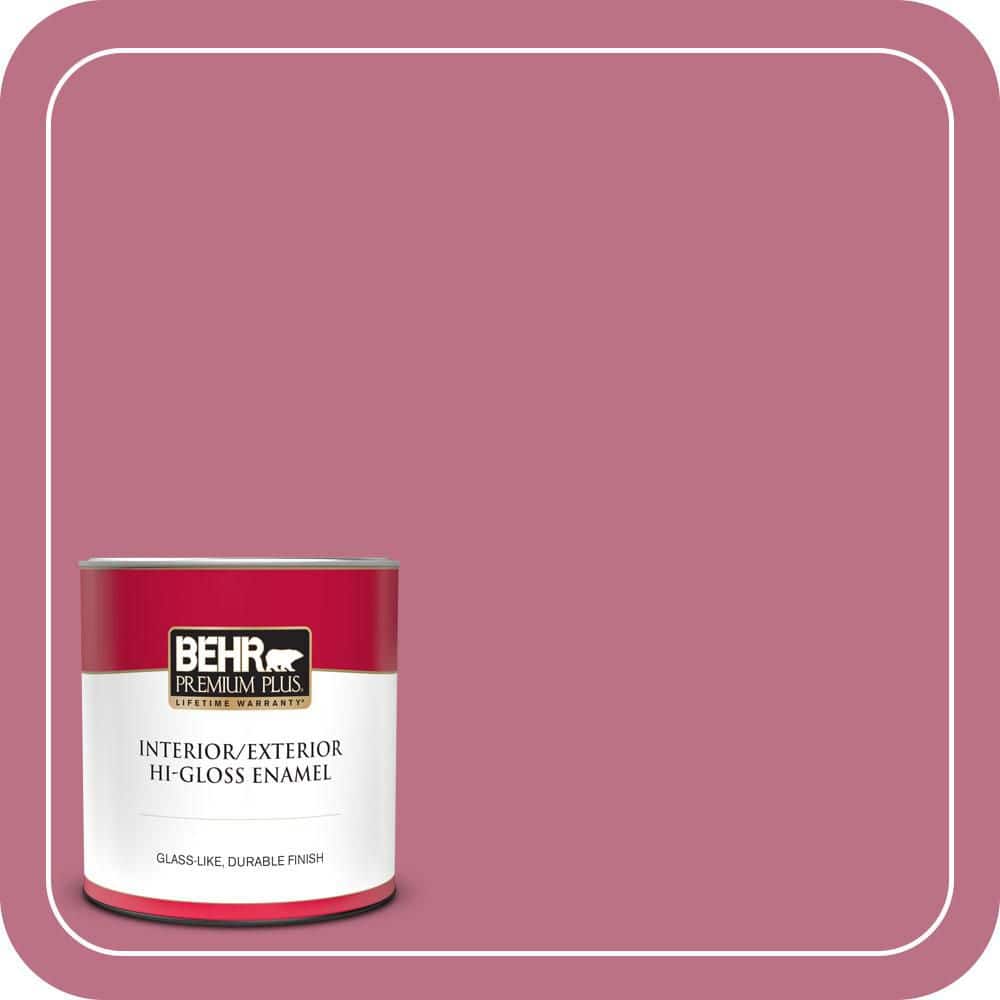 BEHR PREMIUM PLUS 1 qt. #MQ1-08 Smell the Roses Hi-Gloss Enamel Interior/Exterior Paint & Primer (1)