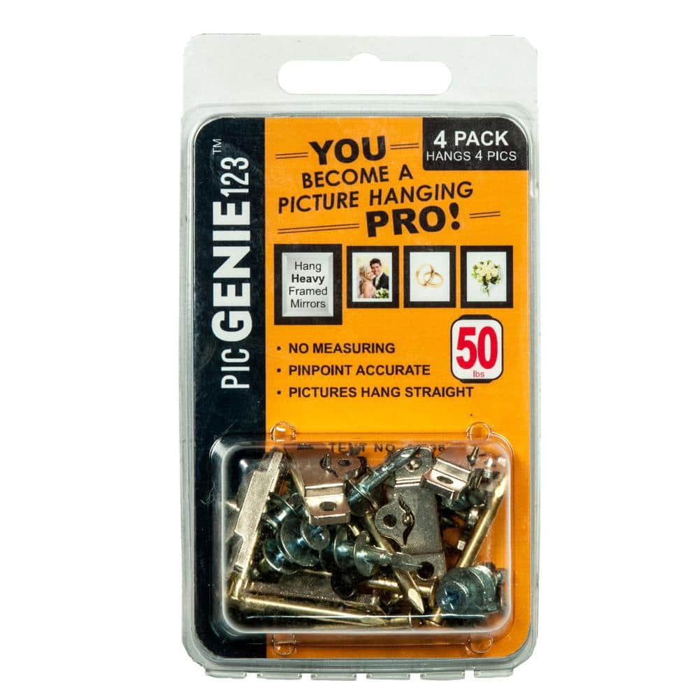PicGenie123 Picture Hanging Kit 40-Piece Hangs Pics Up To 50 lbs. (4-Pack)