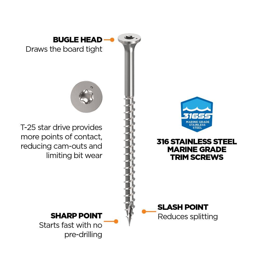 CAMO 3 in. #10 316 Stainless Steel Premium Star Drive Bugle-Head Deck Screws (1750-Count) (3)