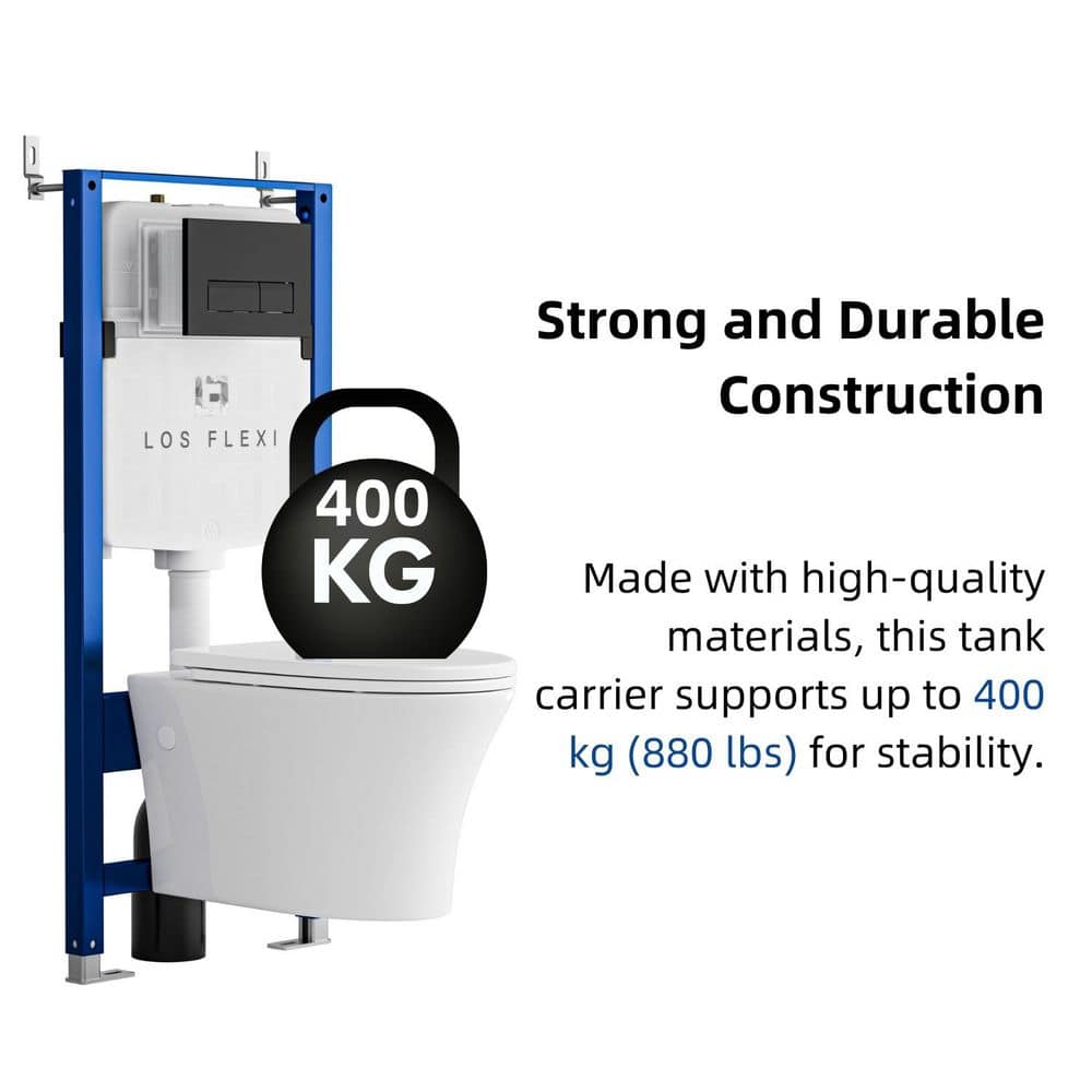 Los Flexi In-Wall Toilet Tank Carrier for Wall Hung Toilets 0.8/1.6 GPF Dual Flush Concealed Tank Includes Flush Plate in Blue (3)