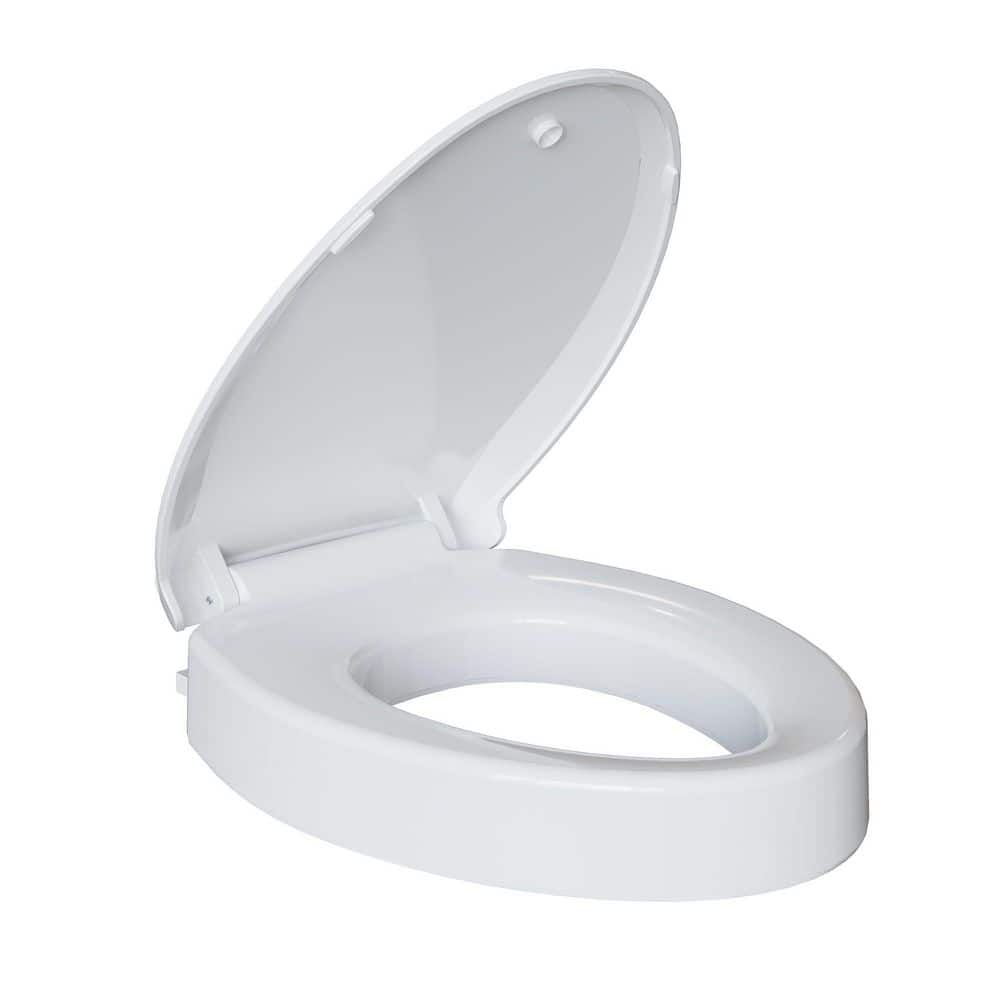 Wudkey Raised Toilet Seat for Seniors, Elongated Elevated Toilet Seat with Soft Close Lid, Quick Release and Easy Installation