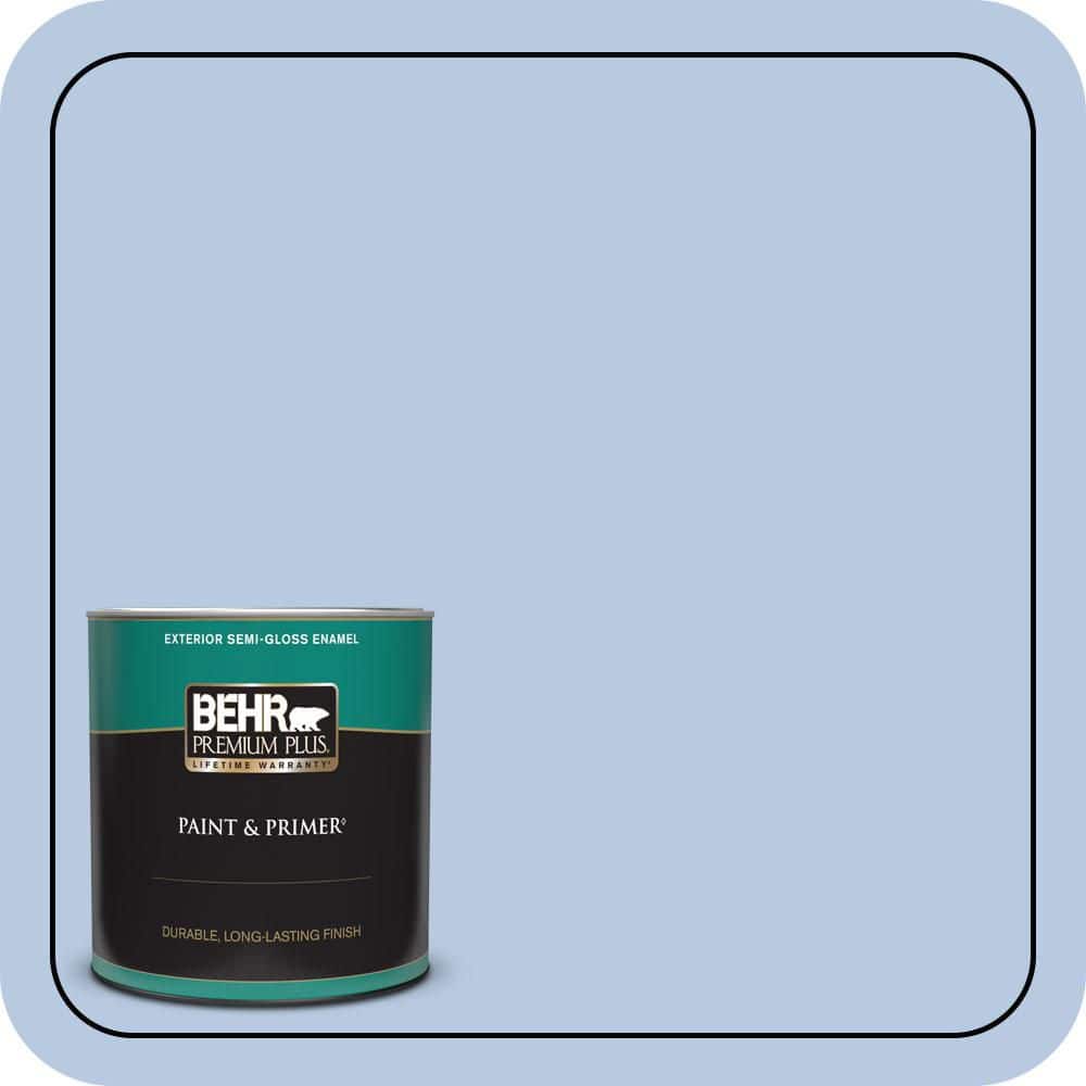 BEHR PREMIUM PLUS 1 qt. #590C-3 Mystic River Semi-Gloss Enamel Exterior Paint & Primer