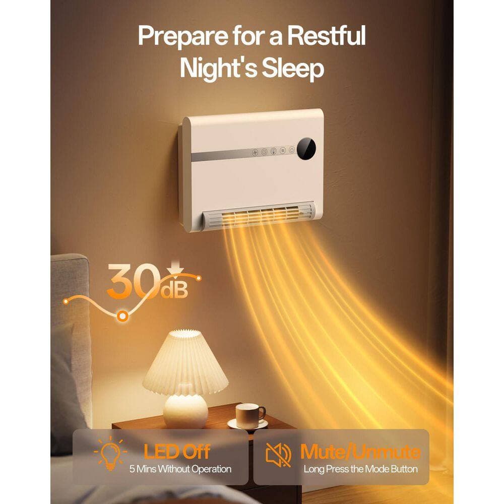 Unbranded 1500W PTC Wall Heater with Remote, 30° Oscillation, 24H Timer, Touch Screen, Overheat Protection Furnace (3)