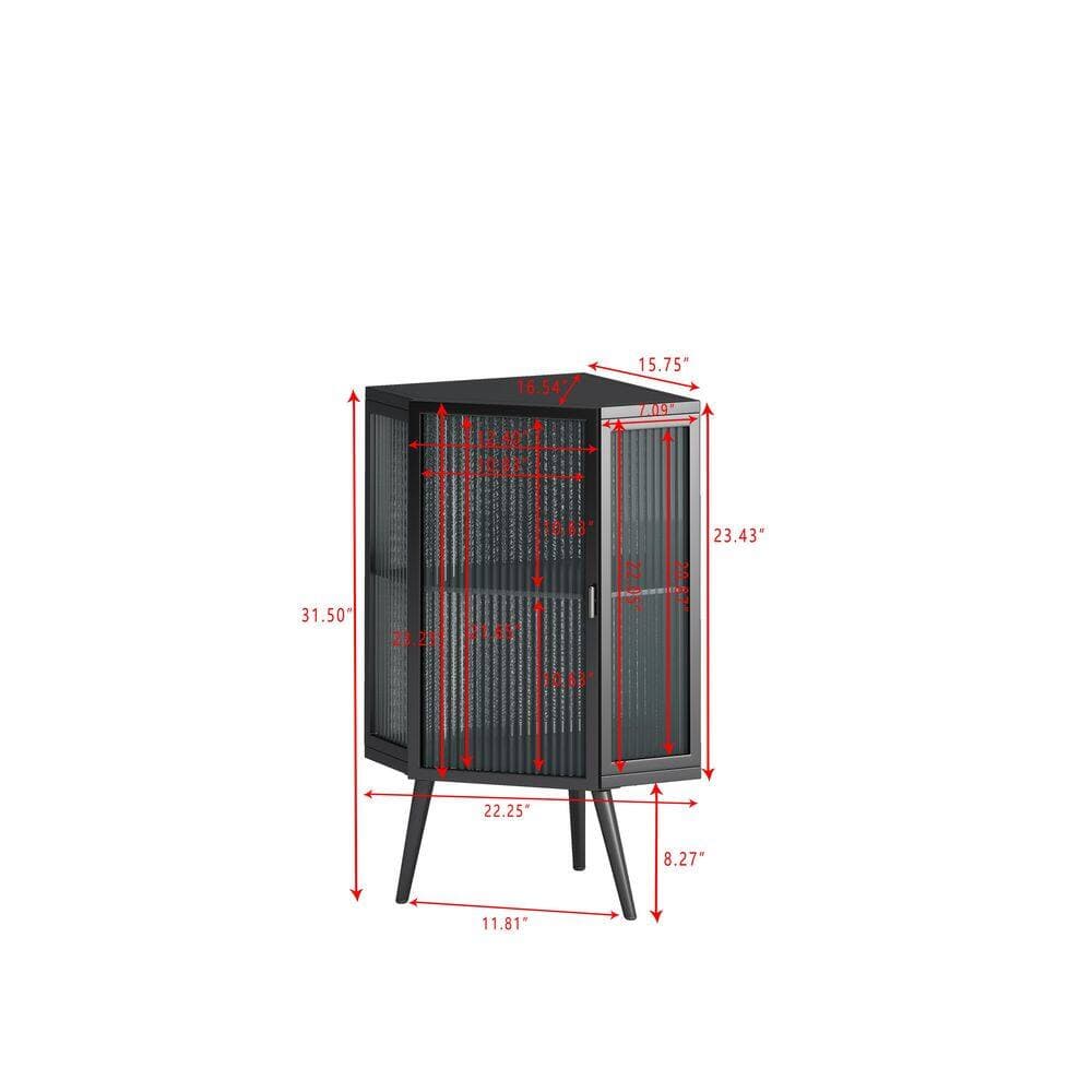 Lycvki 22.25 in. W x 16.54 in. D x 31.5 in. H Black Linen Cabinet with Tempered Glass Door and Storage Shelves for Bathroom (3)