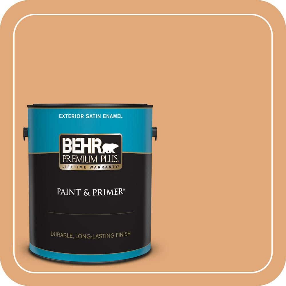 BEHR PREMIUM PLUS 1 gal. #MQ4-36 Thai Ice Tea Satin Enamel Exterior Paint & Primer