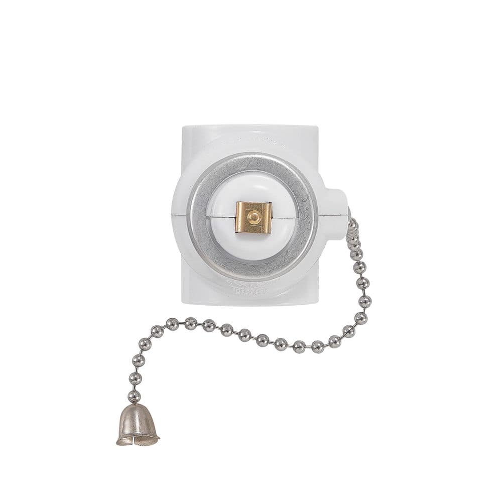 Commercial Electric Height 3. 27 in. 2-Outlet White Socket Lamp holder with Pull Chain (3)