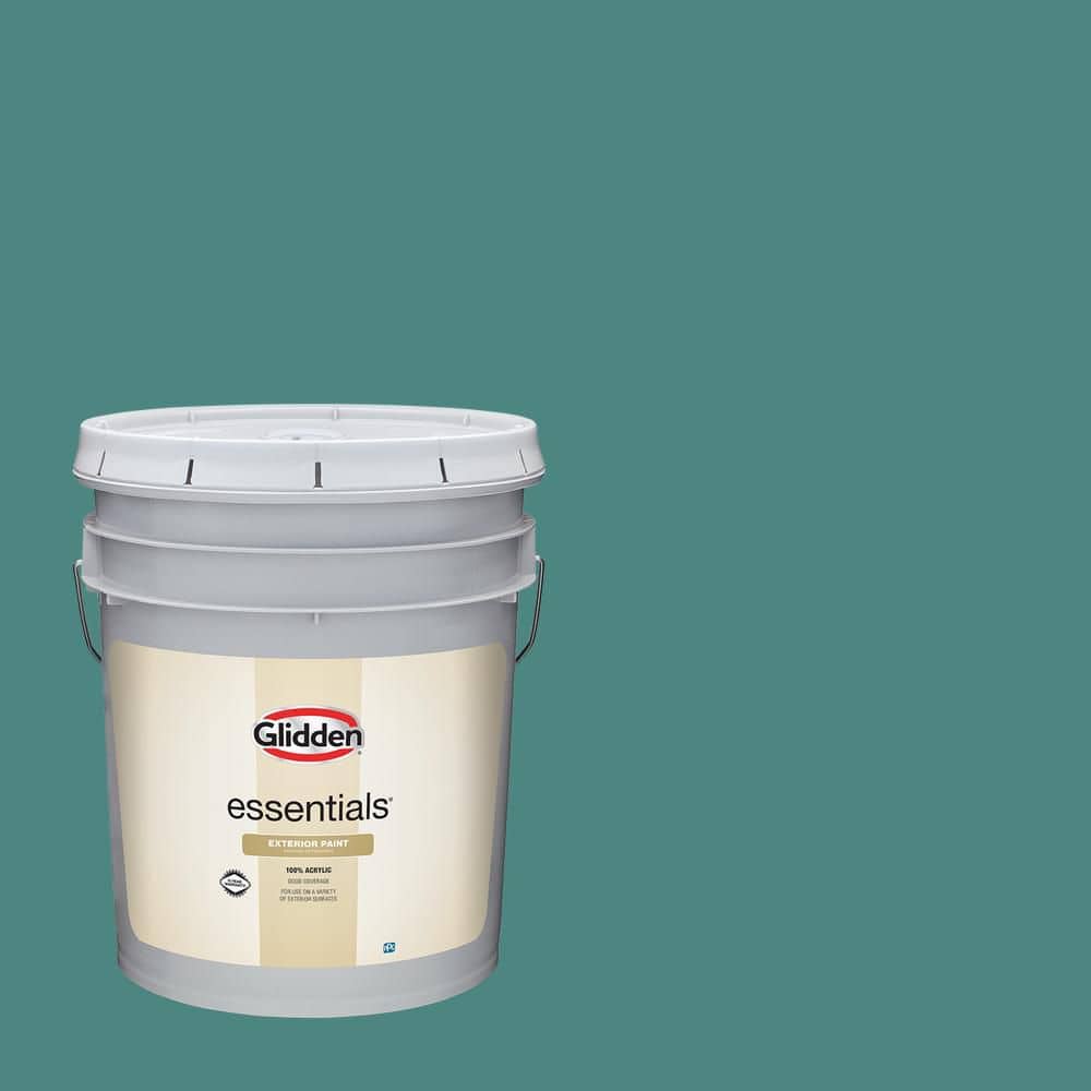 Glidden Essentials 5 gal. PPG1142-6 Jericho Jade Semi-Gloss Exterior Paint