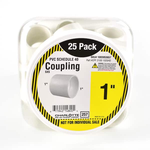 Charlotte Pipe 1 in. PVC Schedule 40 Coupling S x S Pro Pack (25-Pack) (2)
