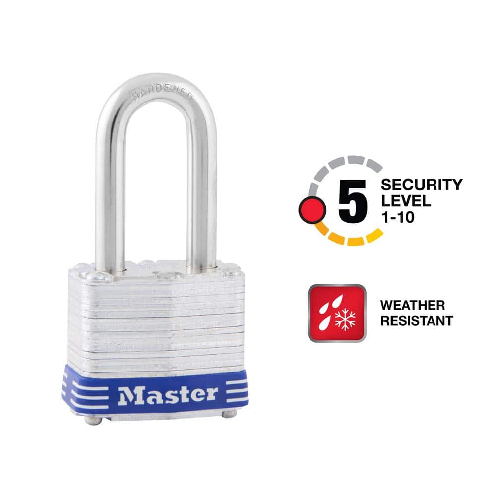 Master Lock Outdoor Padlock with Key, 1-9/16 in. W, 1-1/2 in. Shackle Keyed Padlock