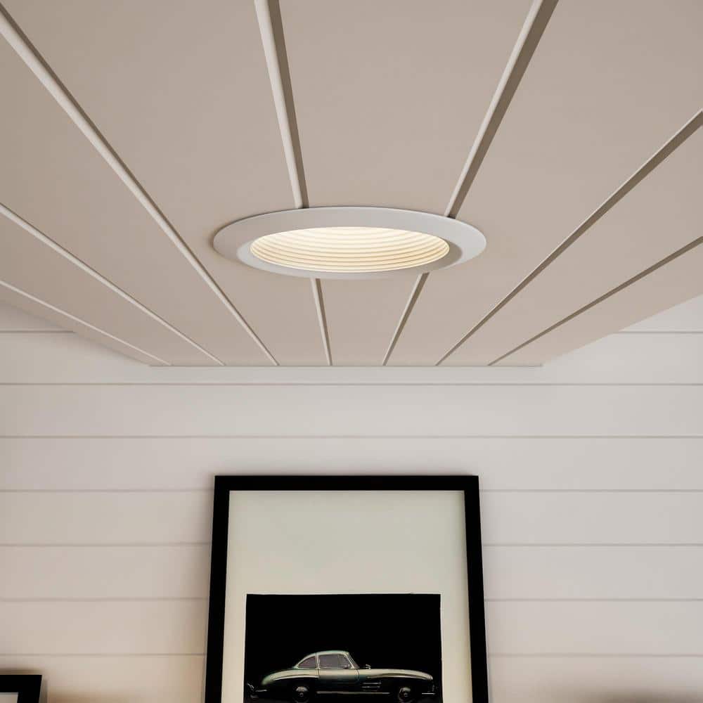 HALO E26 Series 6 in. White Recessed Ceiling Light Full Cone Baffle with Self Flanged White Trim Ring (3)