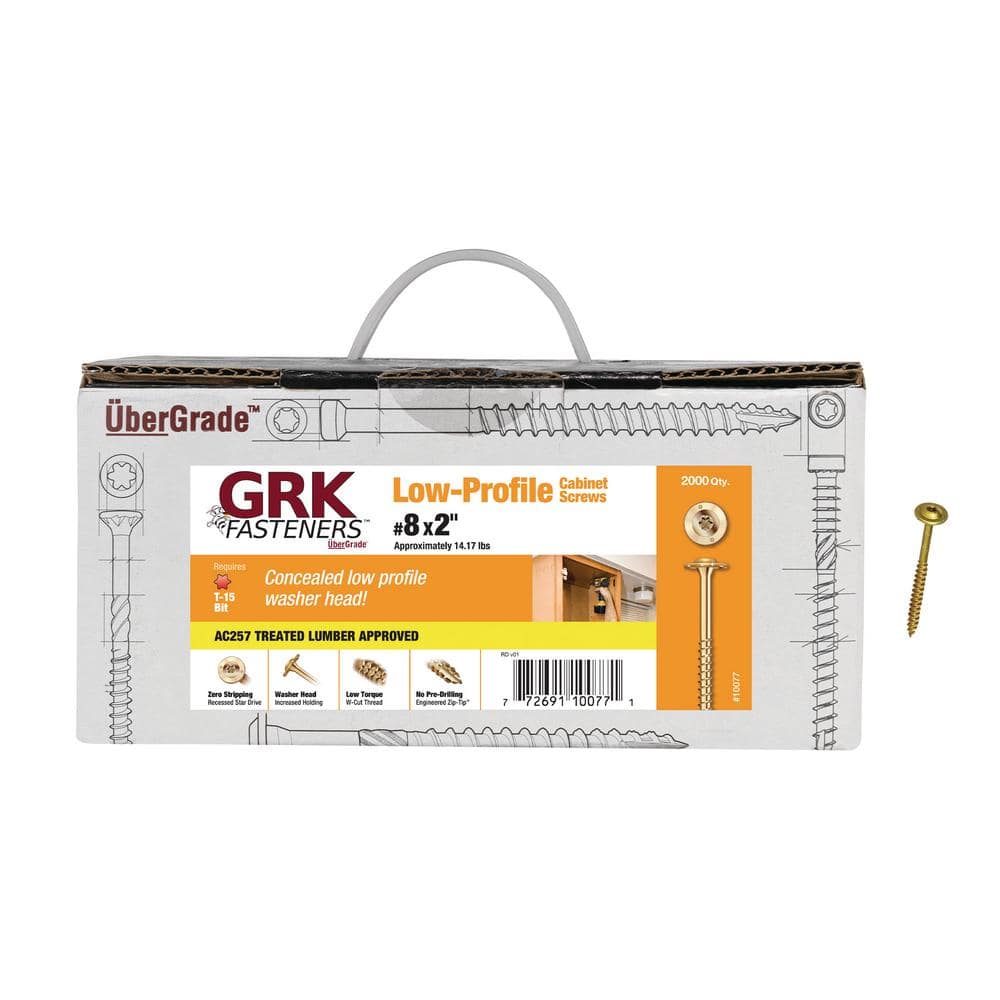 GRK Fasteners #8 x 2 in. Star Drive Low Profile Washer-Head Cabinet Screws (2,000-Pack)