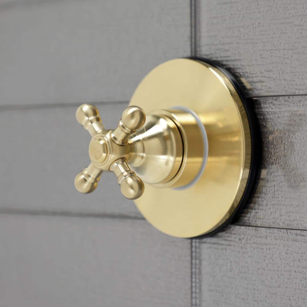 Kingston Brass Single-Handle 1-Hole Wall Mount Three-Way Diverter Valve with Trim Kit in Brushed Brass (3)