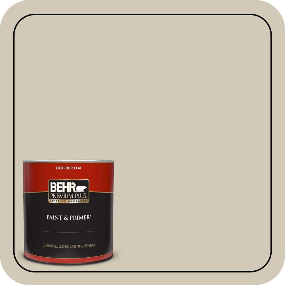 BEHR PREMIUM PLUS 1 qt. #N330-3 Unmarked Trail Flat Exterior Paint & Primer