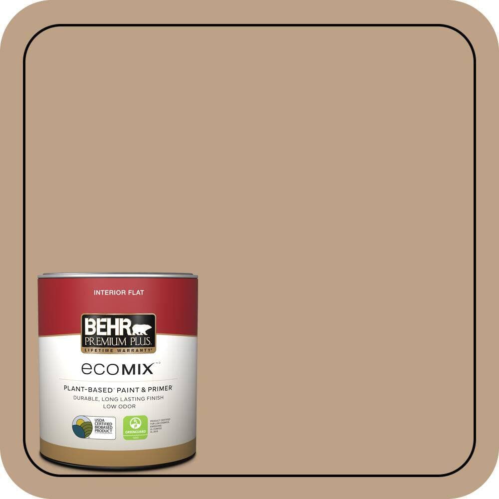 BEHR PREMIUM PLUS 1 qt. #PPU4-05 Basketry Flat EcoMix Plant-Based Interior Paint & Primer (1)