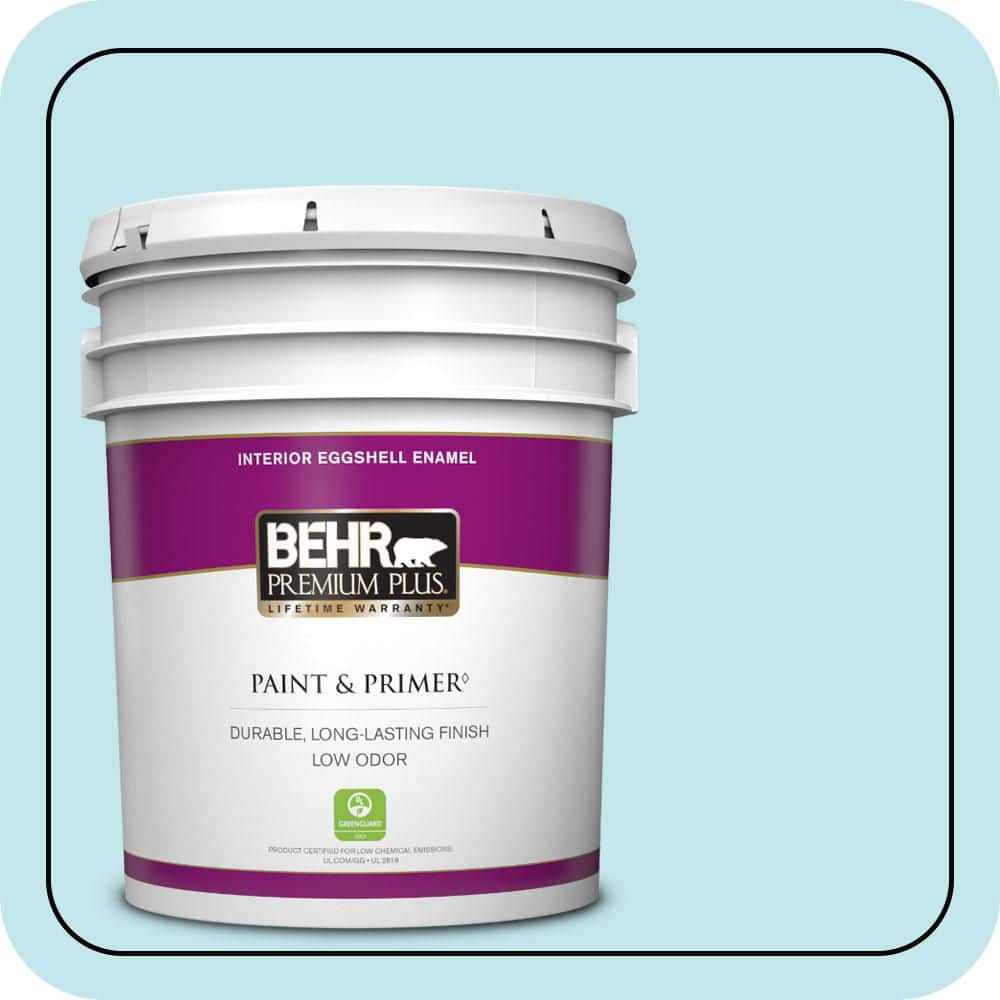 BEHR PREMIUM PLUS 5 gal. #520A-2 Ice Flower Eggshell Enamel Low Odor Interior Paint & Primer