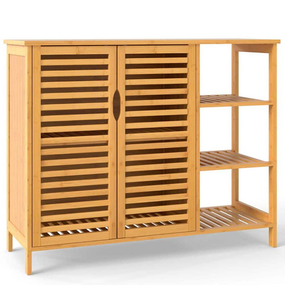 Boyel Living Bamboo 39.5 in. W x 14 in. D x 31.5 in. H Yellow Freestanding Storage Linen Cabinet for Bathroom and Living Room (1)