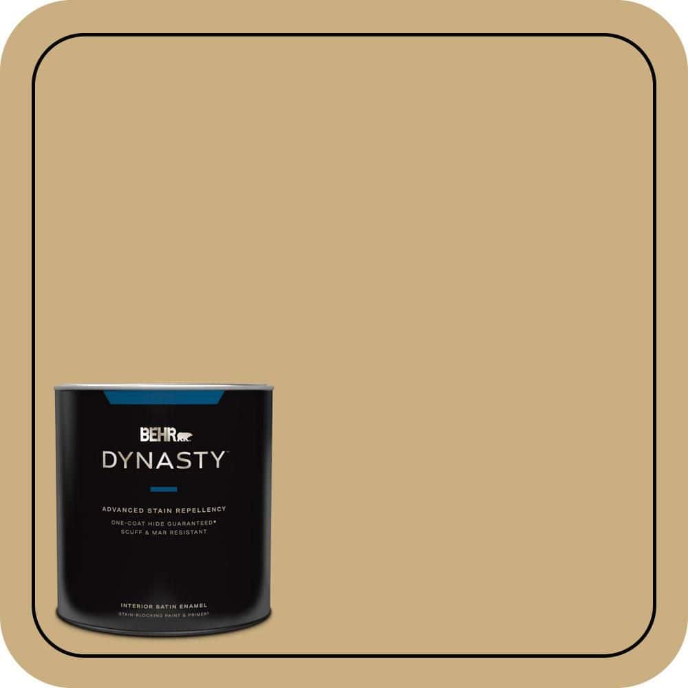 BEHR DYNASTY 1 qt. #S310-4 Perennial Gold One-Coat Hide Satin Enamel Interior Stain-Blocking Paint and Primer