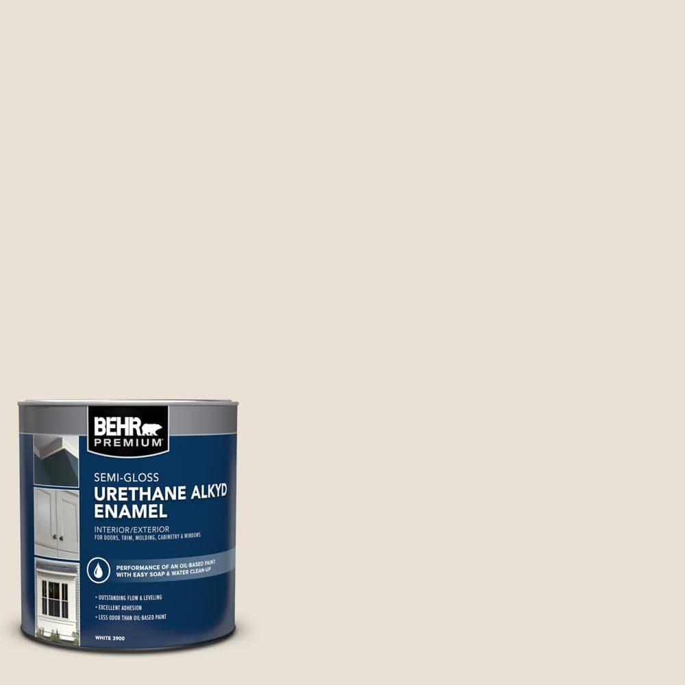 BEHR PREMIUM 1 qt. #AE-310 Off White Semi-Gloss Enamel Urethane Alkyd Interior/Exterior Paint (1)