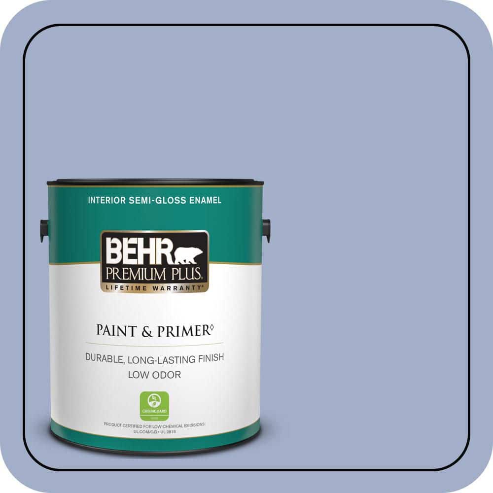 BEHR PREMIUM PLUS 1 gal. #610D-4 Bellflower Semi-Gloss Enamel Low Odor Interior Paint & Primer