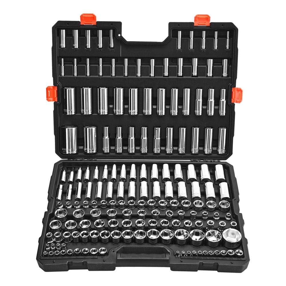 VEVOR Socket Set, 163 Pieces, 3/8 & 1/4 & 1/2 in. Drive Socket Tool Set, SAE and Metric, Deep and Standard, Mechanic Tool Kit (1)