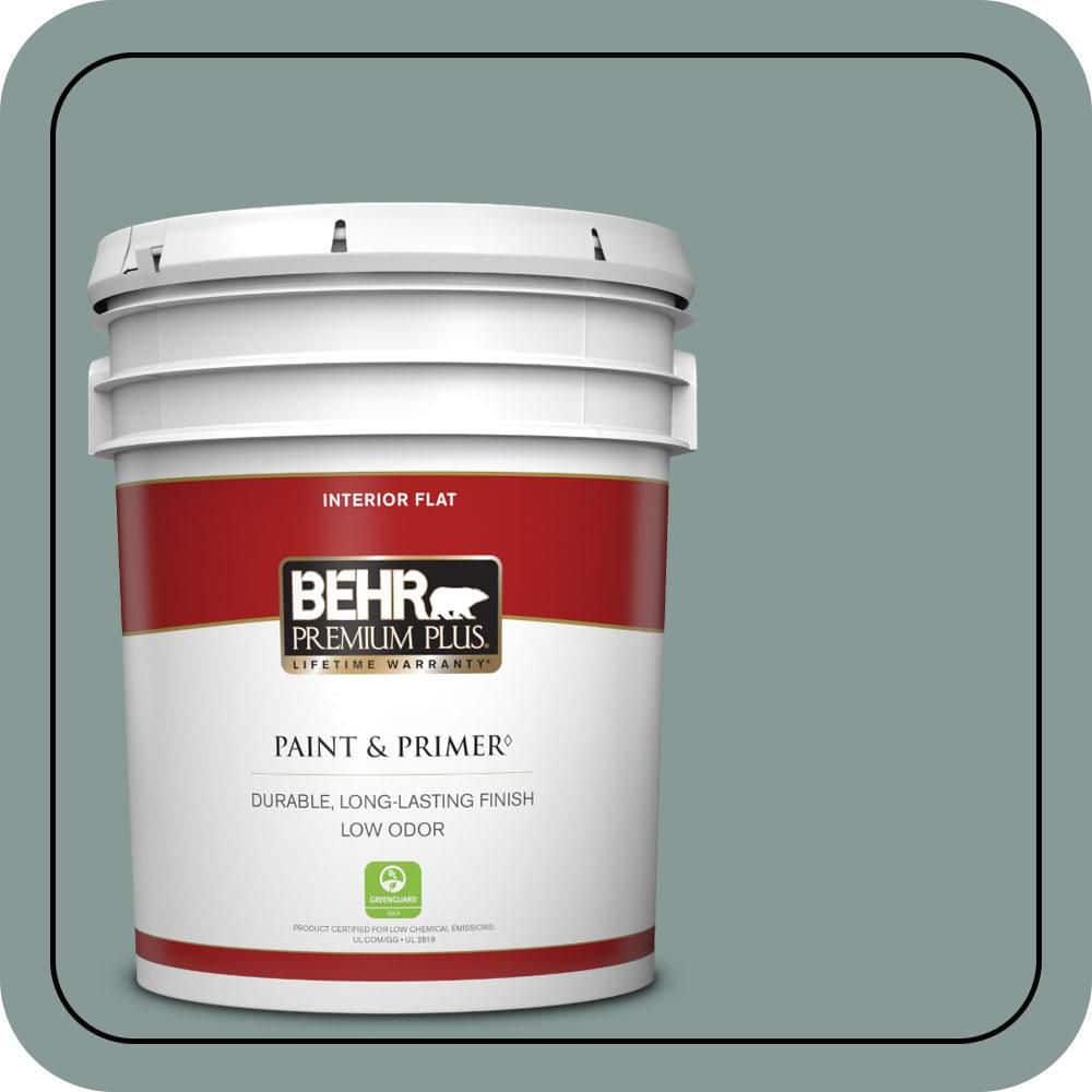 BEHR PREMIUM PLUS 5 gal. #N430-4 Rainy Afternoon Flat Low Odor Interior Paint & Primer