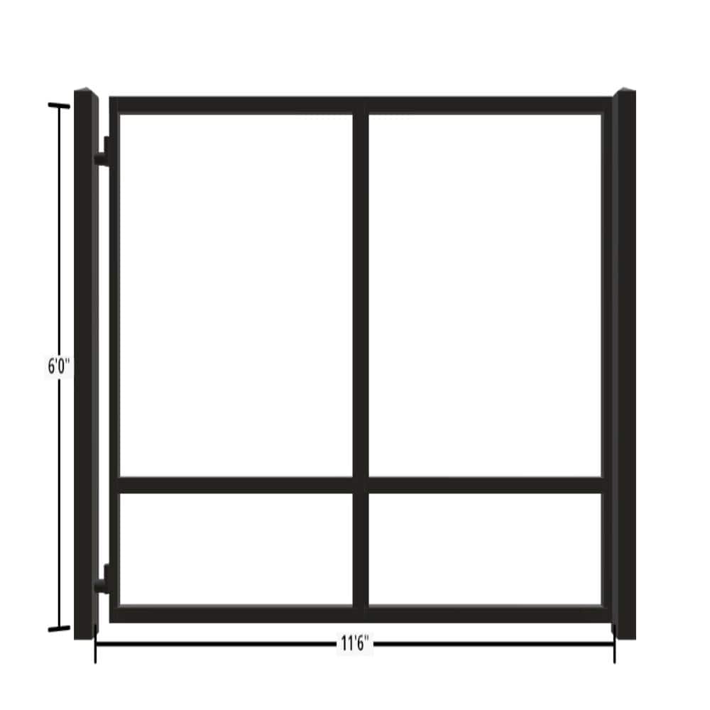 Unbranded Driveway Gate — Swing, Side, Square, Black — 138"W x 72"H (1)