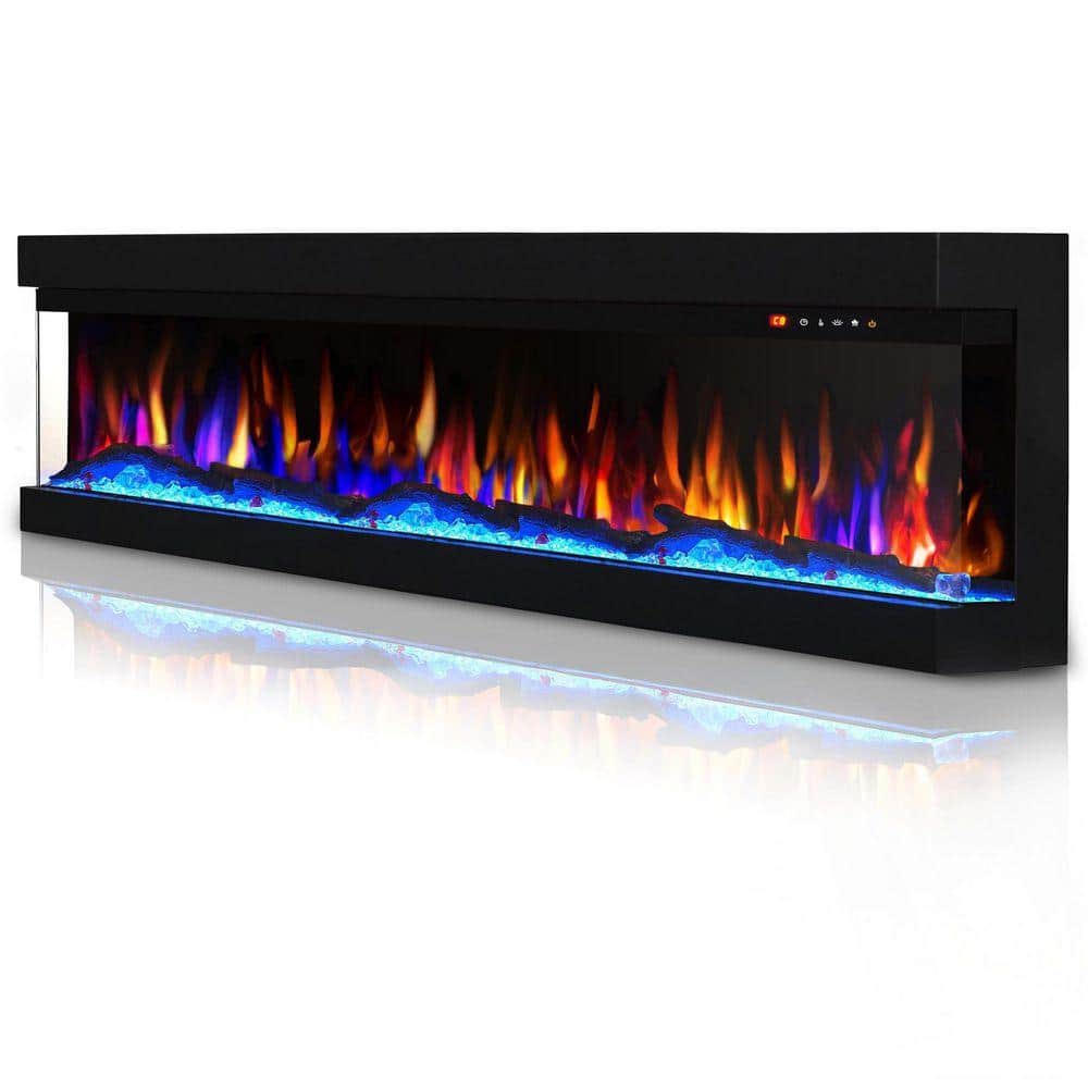 Edendirect 42 in. 3-Sided Freestanding Electric Fireplace Insert in Black with 13-Flame Colors,Heater,Remote Control and Smart App (1)