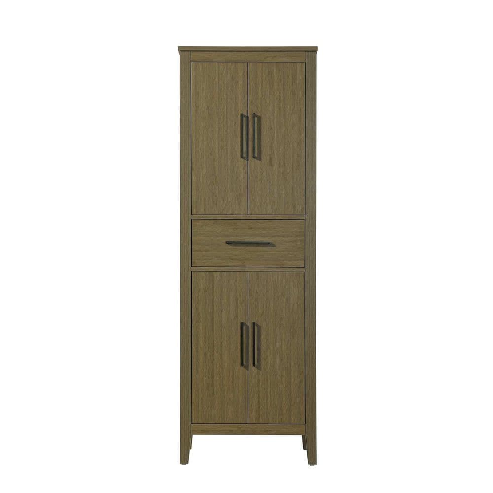 TIMELESS HOME 24 in. W x 18 in. D x 72 in. H Chestnut Brown Freestanding Linen Cabinet (1)