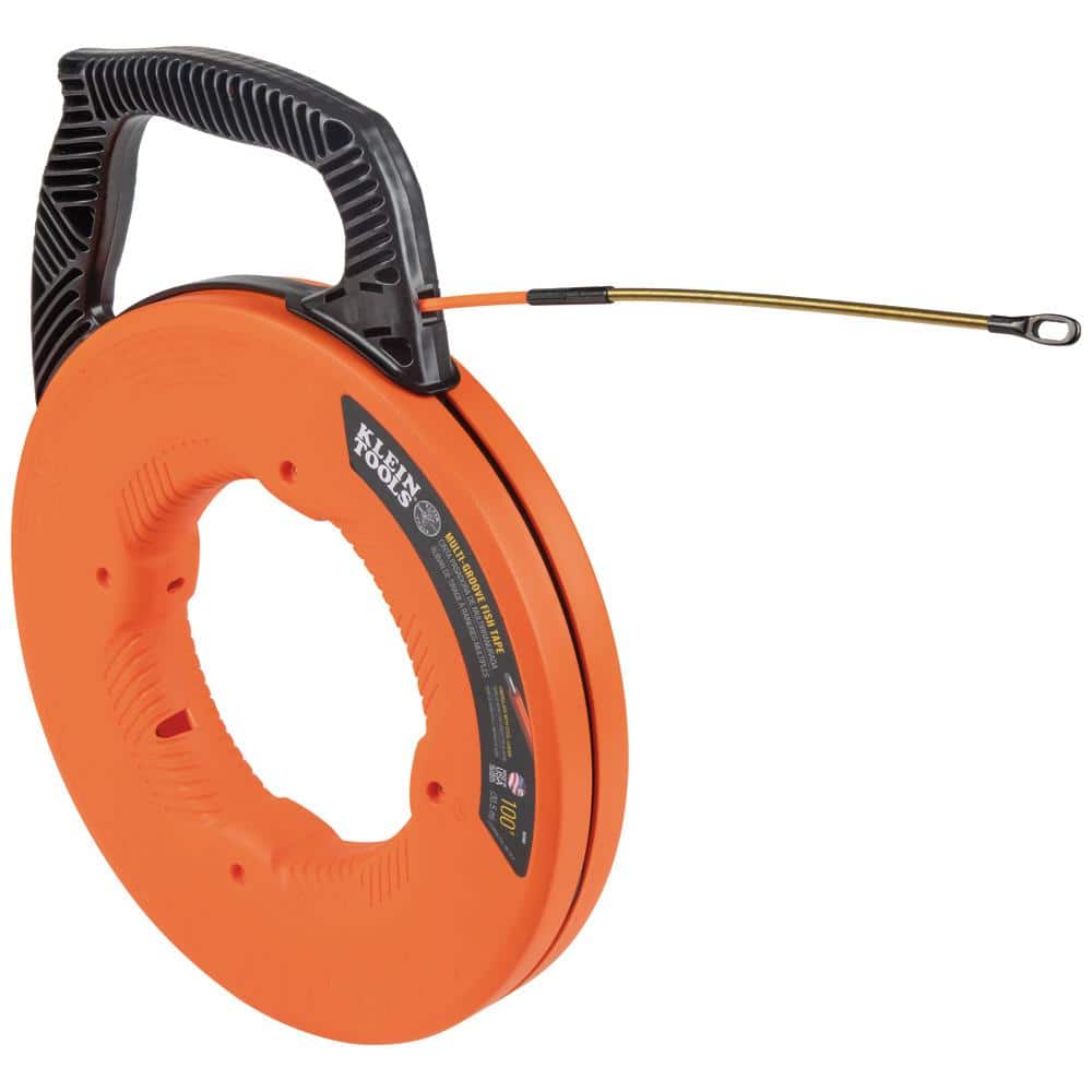 Klein Tools Multi-Groove Fiberglass 100 ft. Fish Tape with Spiral Steel Leader (1)
