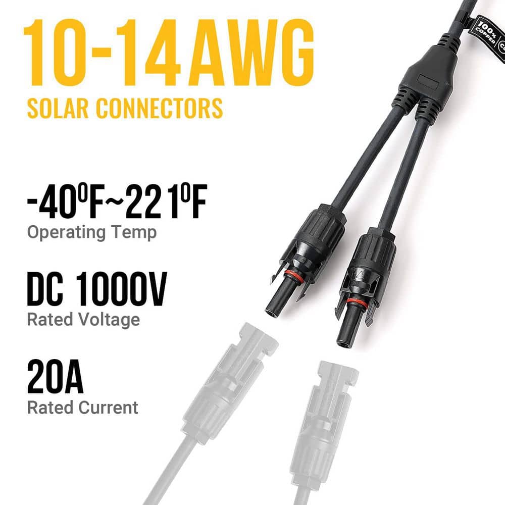 Vrbgify Y-Branch Solar Connector Parallel Adapter Cable Kit for Solar Panels-Durable Wire Plug Tool for Efficient Connection (2)