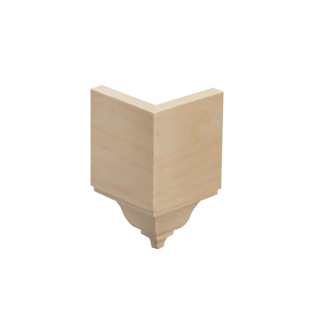 Ornamental Mouldings 1898I/S 3-1/8 in. x 2-27/32 in. x 5-7/8 in. White Hardwood Medium Inside Crown Connector Block Moulding (3)