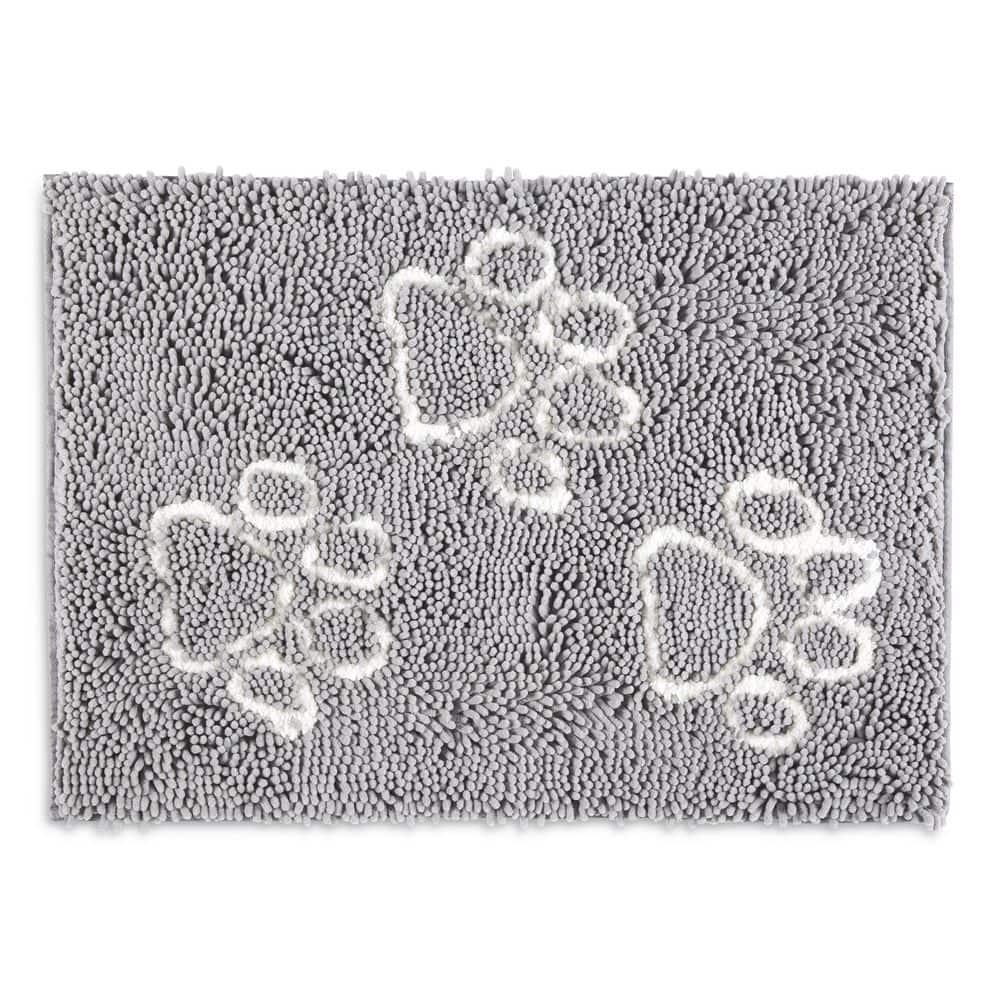 Home Dynamix Comfy Pooch Clean Paw Gray/White 21 in. x 30 in. Door Mat For Pets (2)
