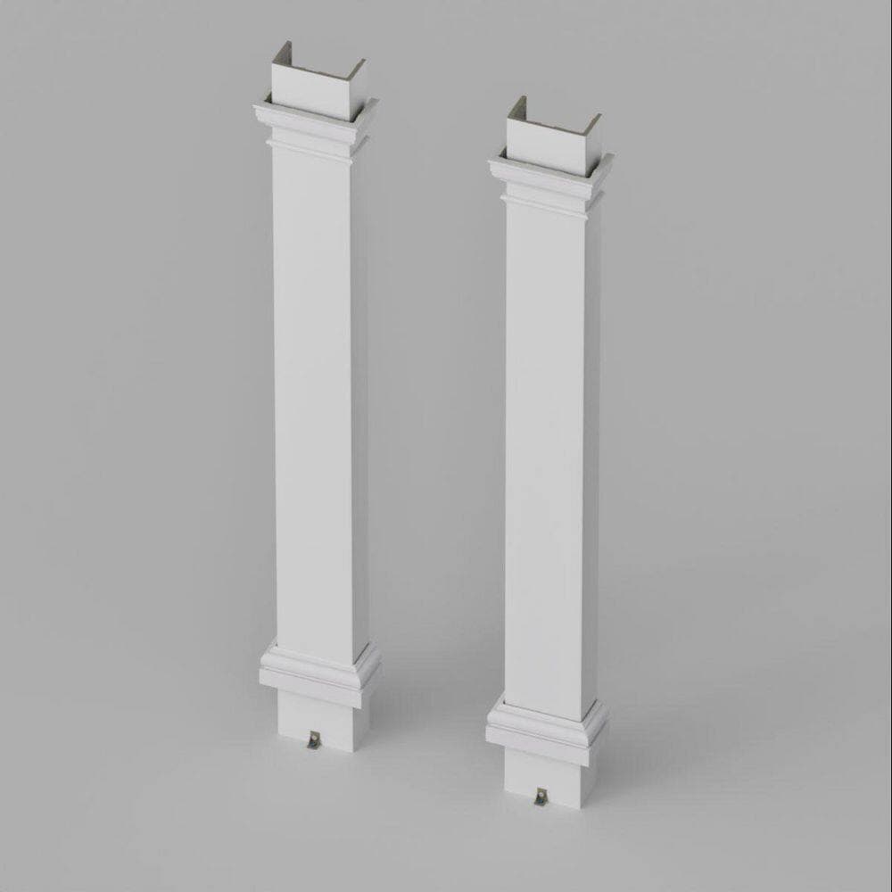 Ekena Millwork 12 in. W x 8 ft. H Endura-Stone Column, Square Non-Tapered (FRP)-Tuscan Cap and Base, Plan Type F-Split in 1/2 (3)