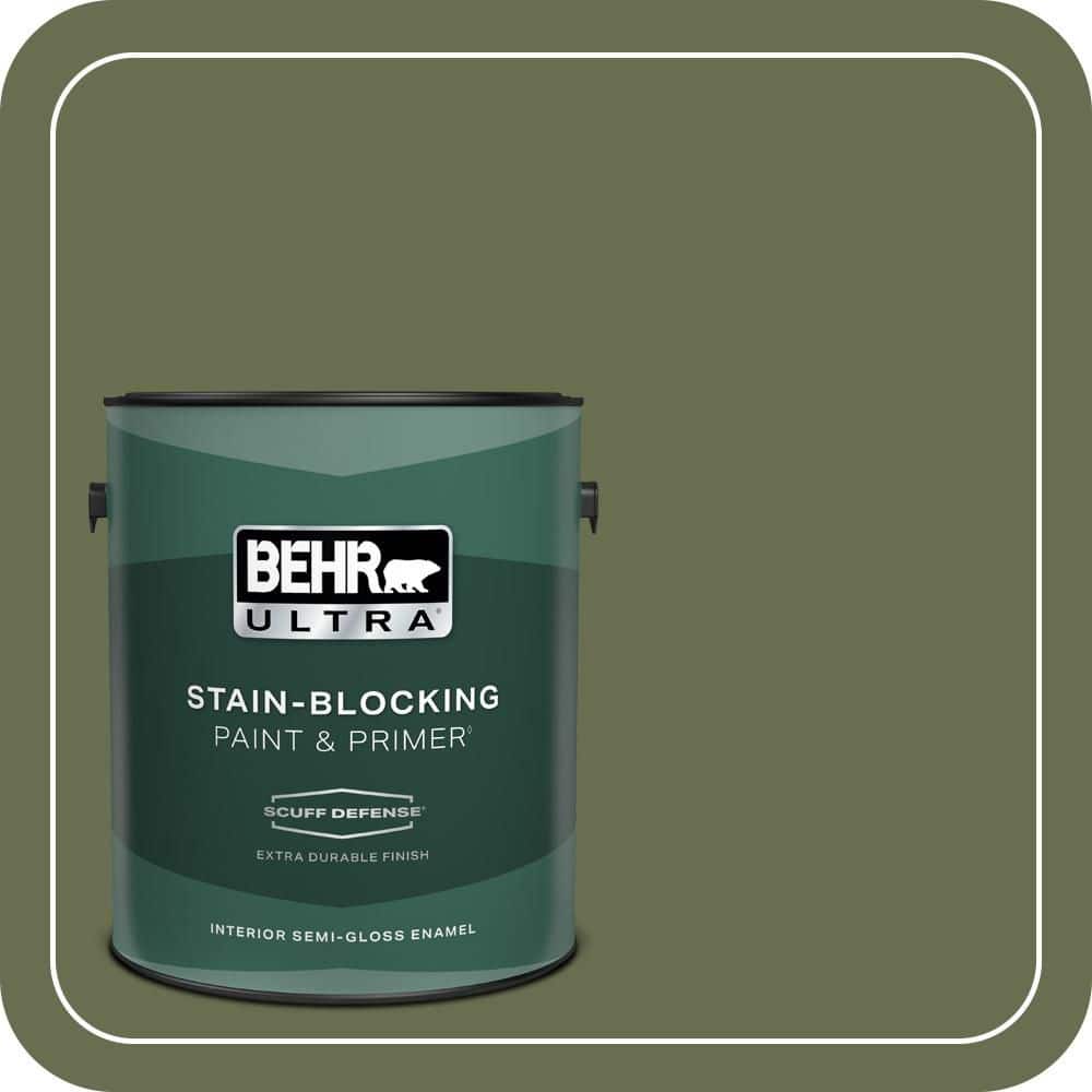BEHR ULTRA 1 gal. #S380-7 Global Green Extra Durable Semi-Gloss Enamel Interior Paint & Primer