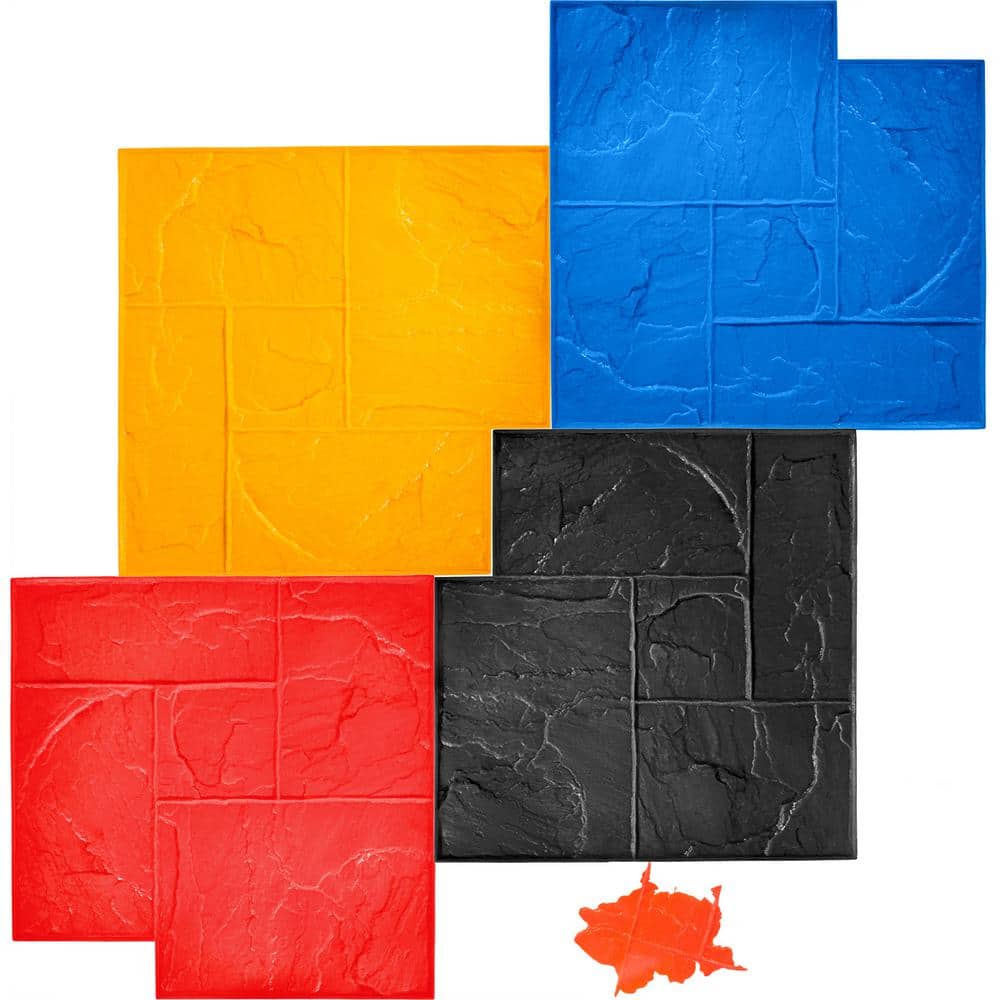 VEVOR Concrete Texturing Skin 24 in. x 24 in. Concrete Stamps Mats Set Polyurethane Concrete Stamping Mats Slate Concrete (1)