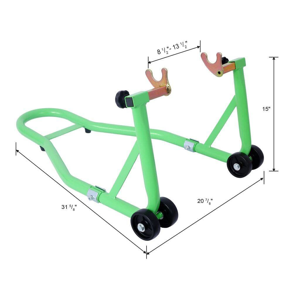 Amucolo Green Motorcycle Stand 1000 lb. Sport Bike Front and Rear Wheel Lift Swingarm Paddock Stands (3)