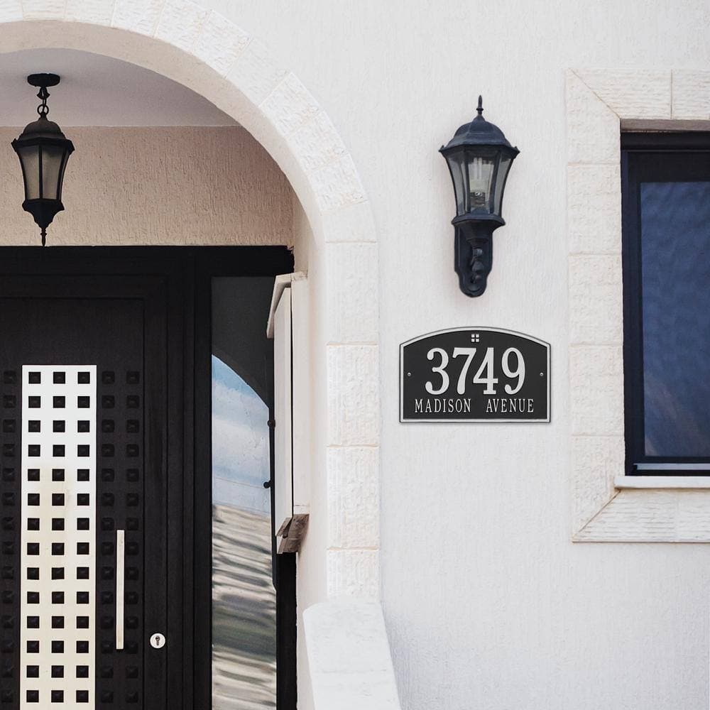 Whitehall Products Cape Charles Standard Rectangular Black/Silver Wall 2-Line Address Plaque (2)