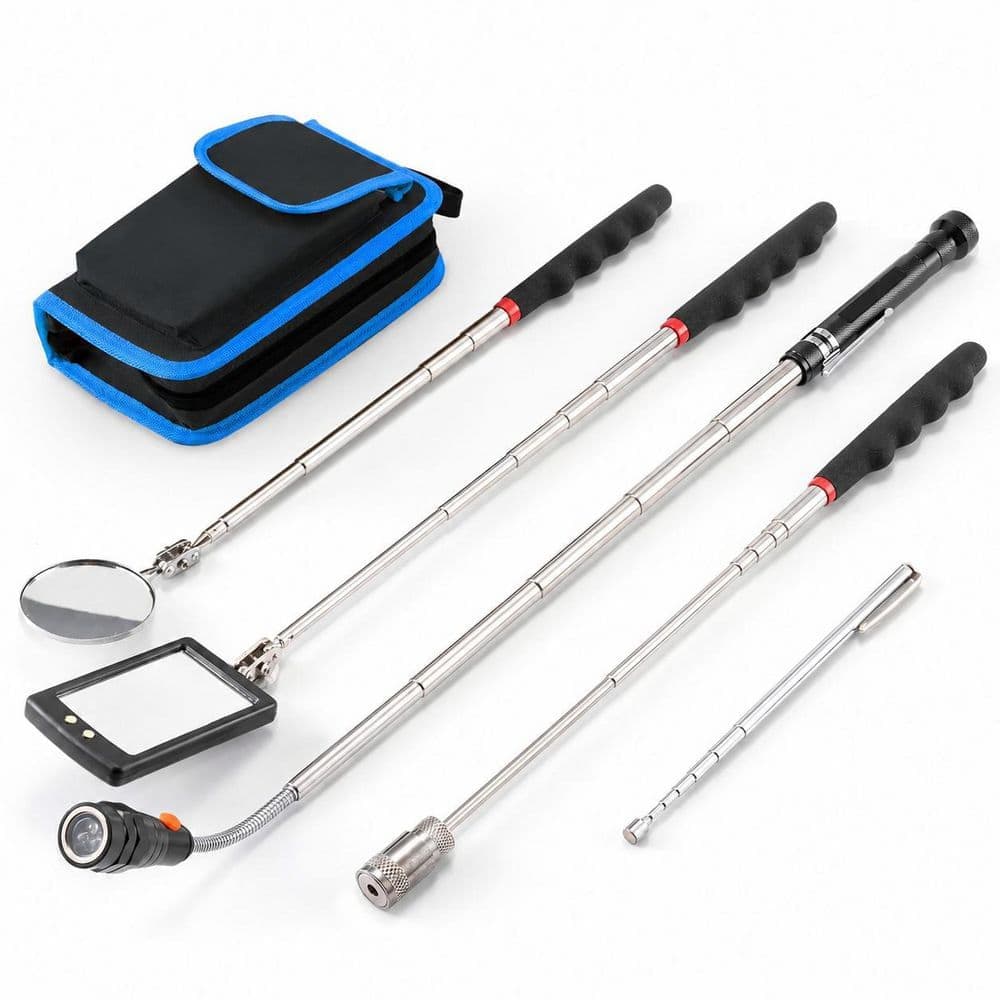 Misopily 4.9 to 34.65 in. Telescoping Magnetic Pickup Tool Set with LED Flashlight, Inspection Mirror, Gift Tool Kit for Men (1)