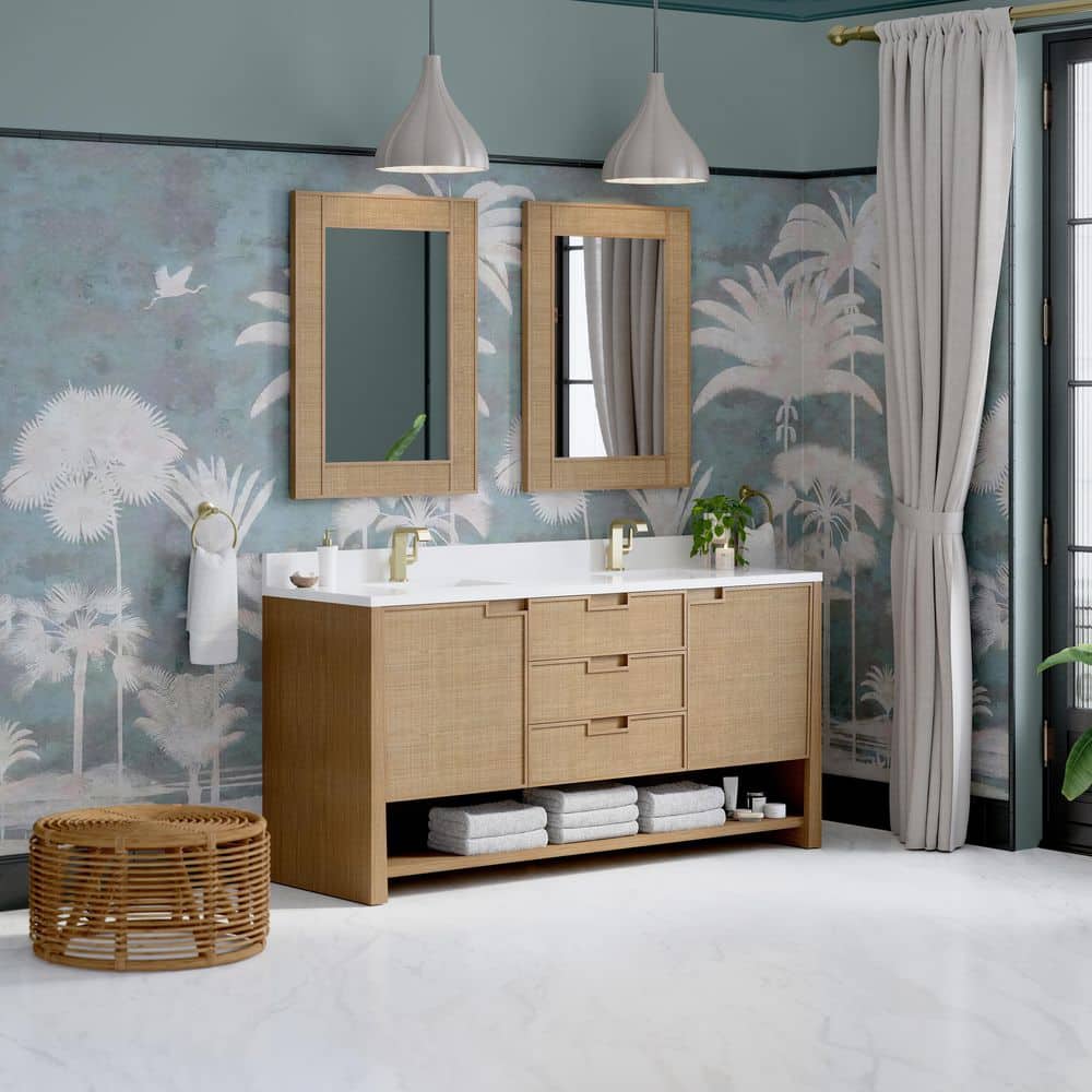 James Martin Vanities Solene 71.8 in. W x 23.4 in. D x 34.8 in. H Double Bath Vanity Cabinet Without Top in Seaside Oak (1)