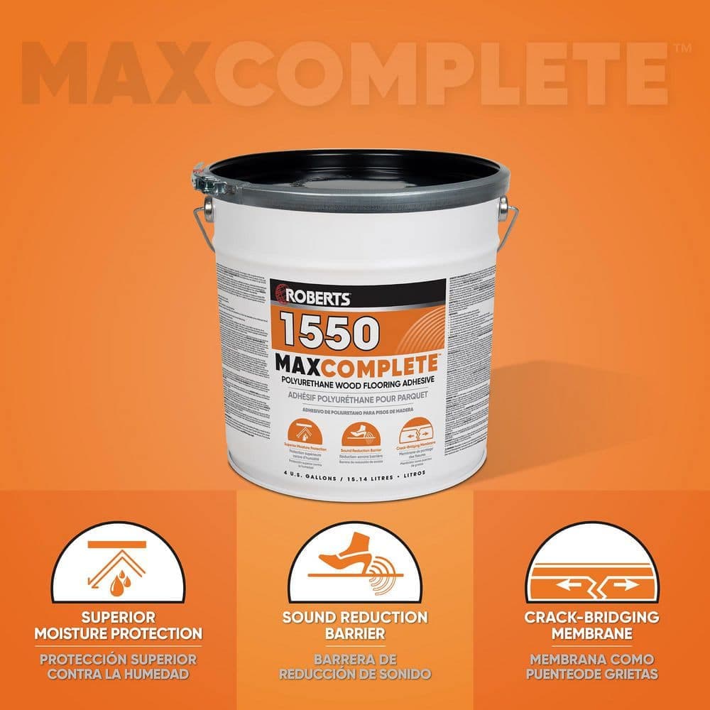 ROBERTS 4 Gal. MAXCOMPLETE Polyurethane Adhesive for Engineered Wood, Solid Wood, Parquet and Bamboo Flooring (3)