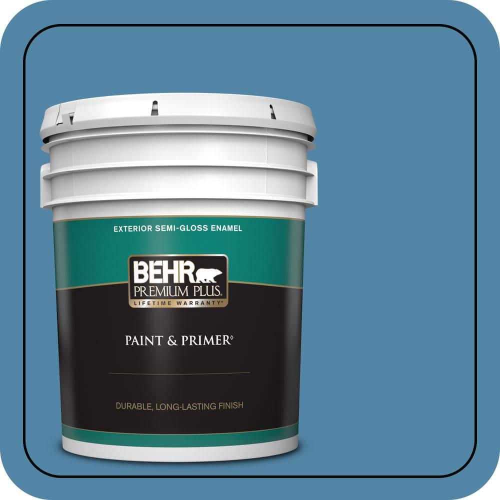 BEHR PREMIUM PLUS 5 gal. #M500-4 Hemisphere Semi-Gloss Enamel Exterior Paint & Primer